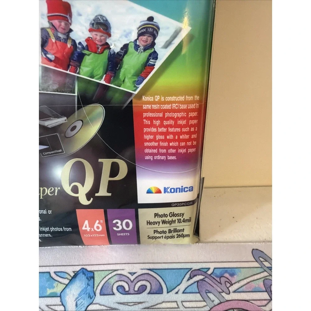 Konica QP Inkjet Photo Paper Photo Glossy 4x6 30 Sheets 10.4 mil QP30PCGH